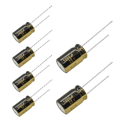 6 x Aluminum Electrolytic Capacitor 1000uF 25V 20% 12x20mm FM Radial Panasonic - EEU-FM1E102