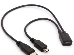 Splitter Adapter Micro USB Female to USBC Male + Type-C Male Cable Extension